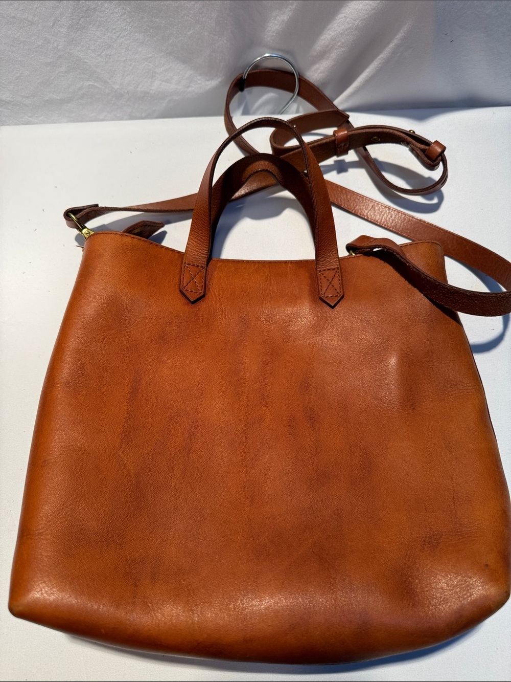 Madewell Cognac Leather Tote with Adjustable Strap - Picture 2 of 11